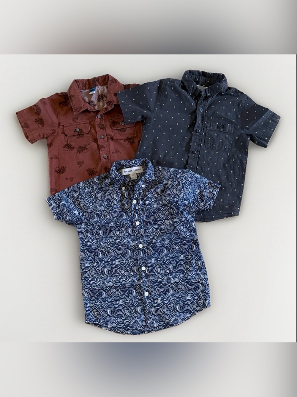 Old Navy Boys 5/5T Button Down Shirt Lot of 3 Short Sleeve Patterned